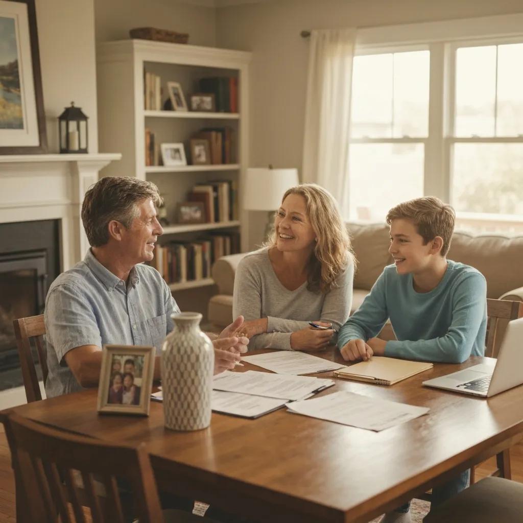 Family discussing home seller disclosure in a cozy living room